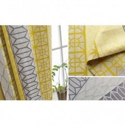 Nordic Cotton Linen Blackout Curtain Made to Measure Curtain Geometric Jacquard For Living Room Bedroom