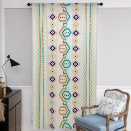 Linen Curtains Geometric Printed Nordic Style For Living Room Bedroom