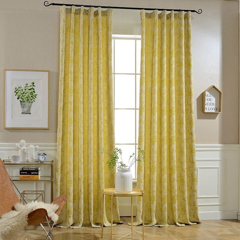 Nordic Blackout Curtains Floral Jacquard Polycotton Curtain Made to Measure Curtain For Living Room Bedroom