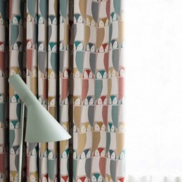 Modern Cartoon Curtain Made to Measure Curtain Cute Owl Printing Soft Blackout Kid's Room Fabric