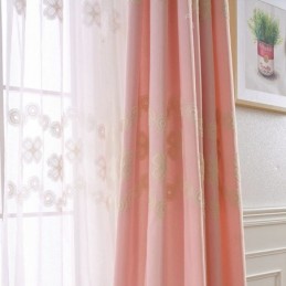 Nordic Style Cotton Blackout Curtain Made to Measure Curtain Floral Embroidered