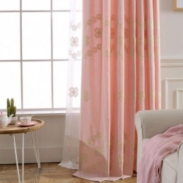 Nordic Style Cotton Blackout Curtain Made to Measure Curtain Floral Embroidered