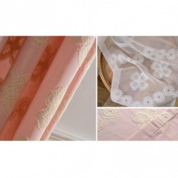 Nordic Style Cotton Blackout Curtain Made to Measure Curtain Floral Embroidered