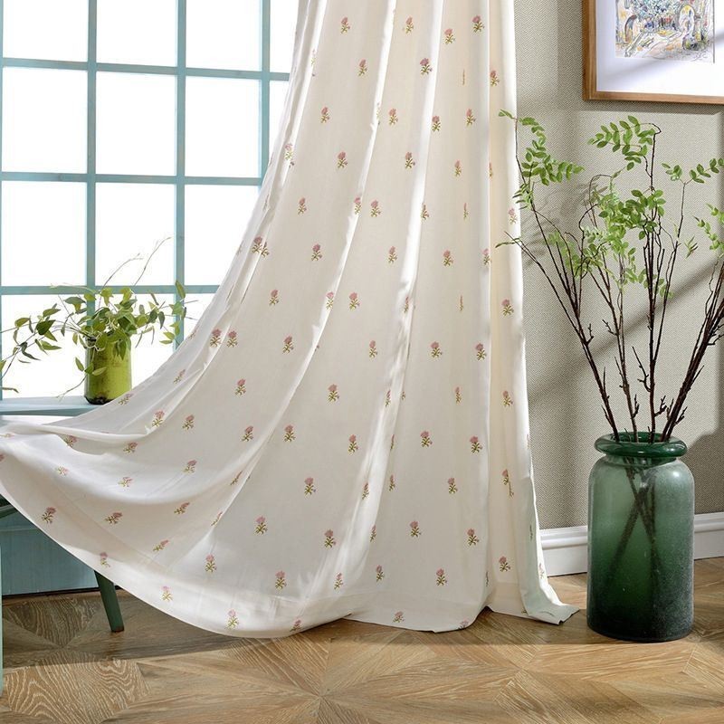 Floral Embroidered Curtain Made to Measure Curtain Nordic Cotton For Living Room Bedroom