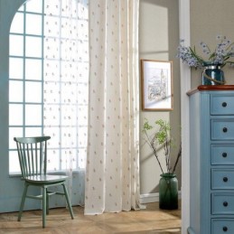 Floral Embroidered Curtain Made to Measure Curtain Nordic Cotton For Living Room Bedroom