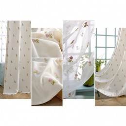Floral Embroidered Curtain Made to Measure Curtain Nordic Cotton For Living Room Bedroom