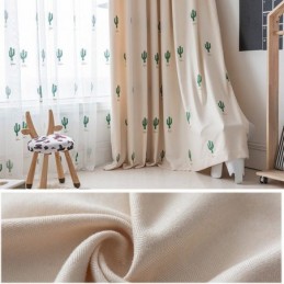 Curtains Kids Style Cactus Embroidered