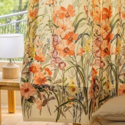 Chevron Curtains American Floral Print