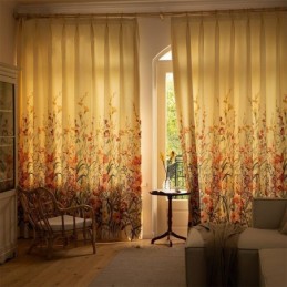 Chevron Curtains American Floral Print