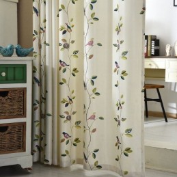 Velvet Curtains American Style Leaf Bird Print