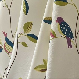 Velvet Curtains American Style Leaf Bird Print