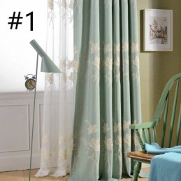 Cotton Linen Blackout Curtains Nordic Flowers Embroidered