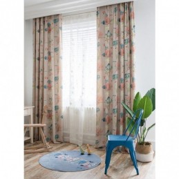 Cotton Blackout Curtains Kids Style Underwater World Printed