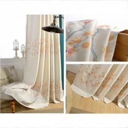 Nordic Blackout Curtain Made to Measure Curtain Cotton Plum Blossom Embroidered