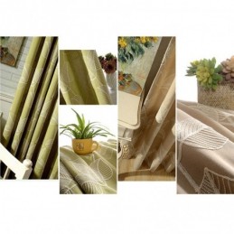 Cotton Linen Blackout Curtain Made to Measure Curtain Nordic Leaf Embroidered For Living Room Bedroom