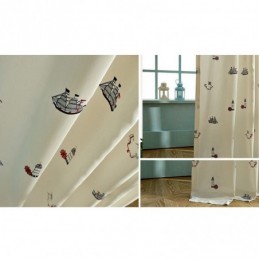 Children Style Cotton Blackout Curtain Made to Measure Curtain Sail Lighthouse Embroidered