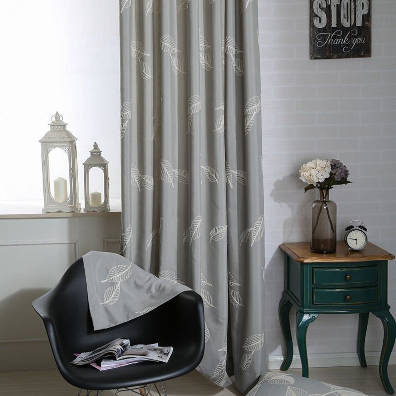 Cotton Blackout Curtain Made to Measure Curtain Nordic Leaf Embroidered For Living Room Bedroom
