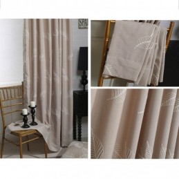 Cotton Blackout Curtain Made to Measure Curtain Nordic Leaf Embroidered For Living Room Bedroom