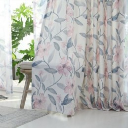 Cotton Blackout Curtain Made to Measure Curtain Nordic Style Plant Print For Living Room Bedroom