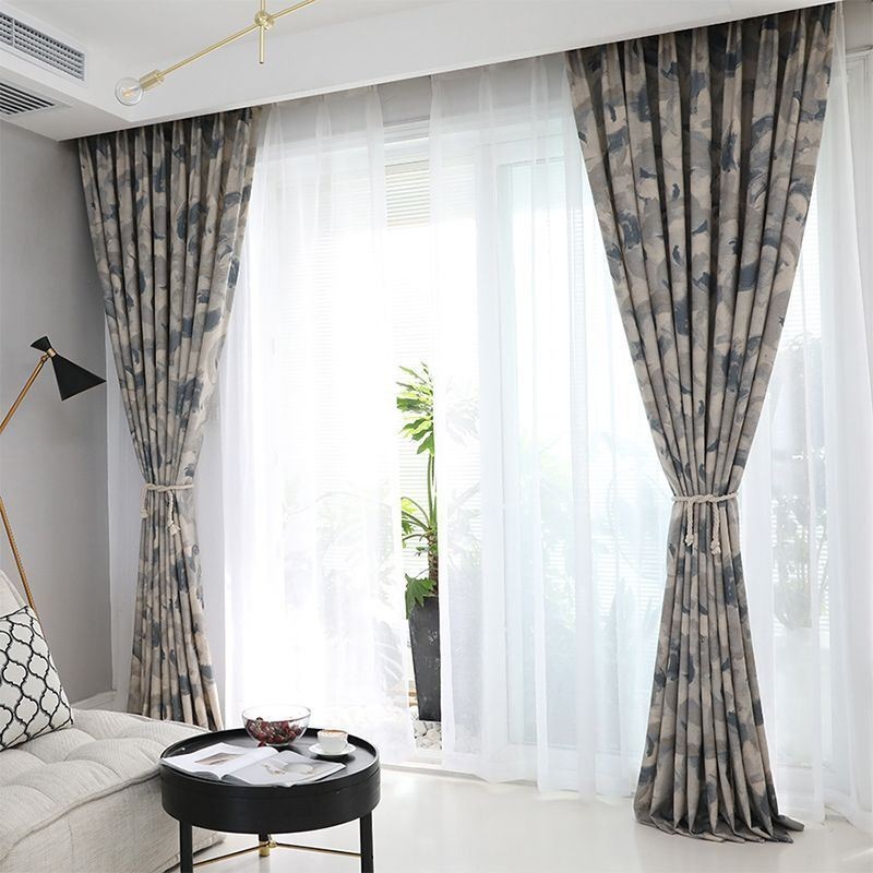 Cotton Linen Blackout Curtains Nordic Printed For Living Room Bedroom
