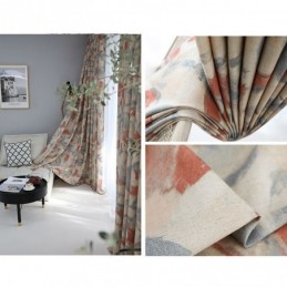Cotton Linen Blackout Curtains Nordic Printed For Living Room Bedroom