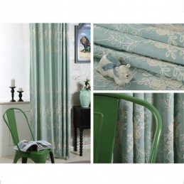 Nordic Plant Embroidered Curtain Made to Measure Curtain Linen For Living Room Bedroom