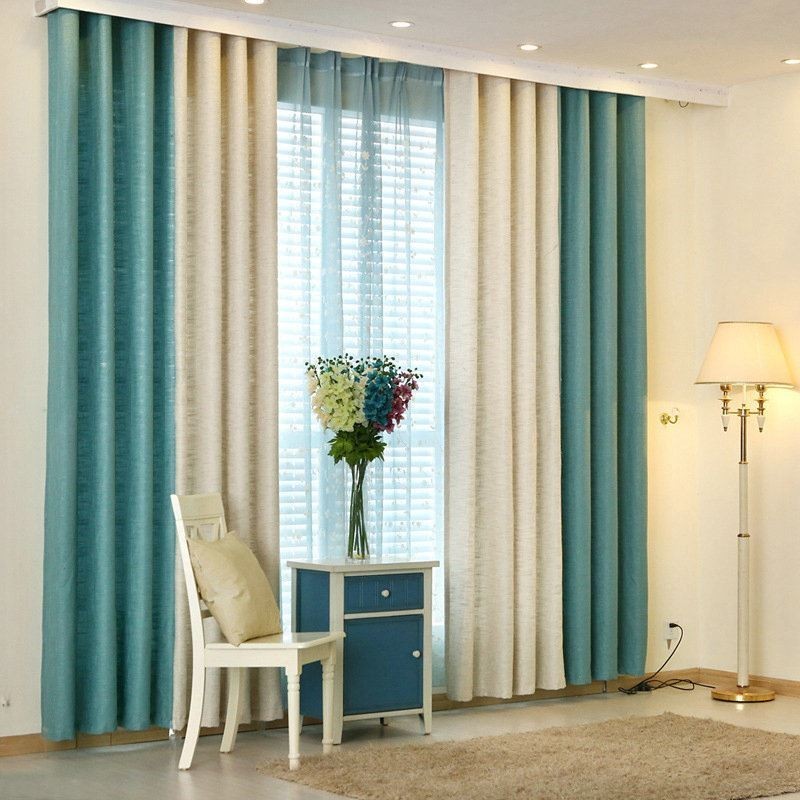 European Pastoral Style Curtain Made to Measure Curtain Solid Color Thicken Stitching