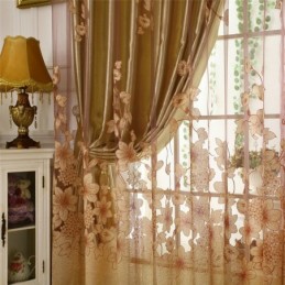 Classic Voile Curtain Made to Measure Curtain Panle Country Style Magnificent Flower Branch Jacquard