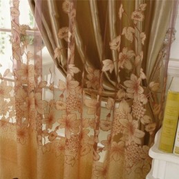 Classic Voile Curtain Made to Measure Curtain Panle Country Style Magnificent Flower Branch Jacquard