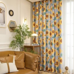 Polycotton Curtain Made to Measure Curtain American Sunflower Printed Semi Blackout Curtains