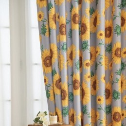 Polycotton Curtain Made to Measure Curtain American Sunflower Printed Semi Blackout Curtains