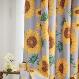 Polycotton Curtain Made to Measure Curtain American Sunflower Printed Semi Blackout Curtains
