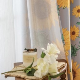 Polycotton Curtain Made to Measure Curtain American Sunflower Printed Semi Blackout Curtains