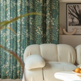 American Polycotton Curtain Made to Measure Curtain Plants Printed Semi Blackout Curtains