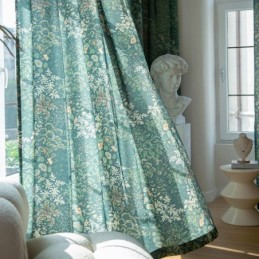 American Polycotton Curtain Made to Measure Curtain Plants Printed Semi Blackout Curtains