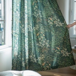 American Polycotton Curtain Made to Measure Curtain Plants Printed Semi Blackout Curtains