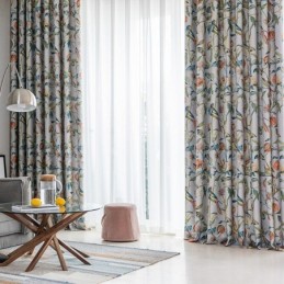 Printed Curtains American Plants and Birds Blackout