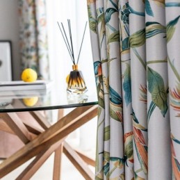 Printed Curtains American Plants and Birds Blackout