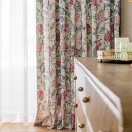 Polycotton Curtain Made to Measure Curtain American Flower Printed Blackout Curtains