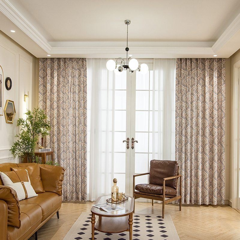 Polycotton Printed Curtains American Vintage Pattern Blackout