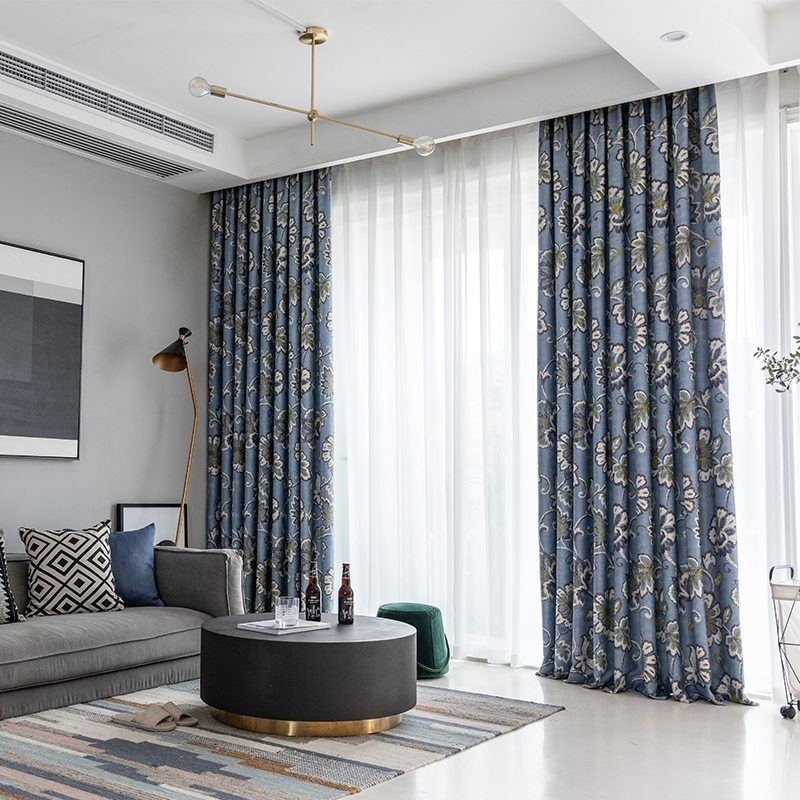 Curtains American Vintage Flowers Printed Blackout