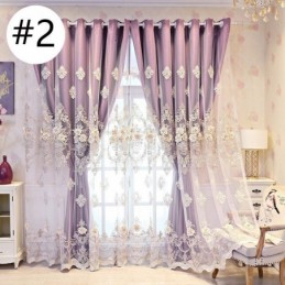 Blackout Curtains European Style Floral Embroidery Cloth And Sheer Integrated