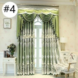 Blackout Curtains European Style Floral Embroidery Cloth And Sheer Integrated