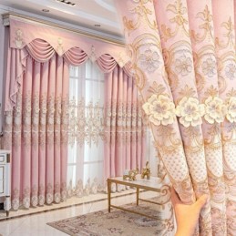 Chenille Blackout Curtain Made to Measure Curtain European Style Floral Embroidery For Living Room Bedroom