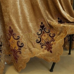 Chenille Blackout Curtain Made to Measure Curtain European Flower Embroidery For Living Room Bedroom