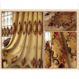 Chenille Blackout Curtain Made to Measure Curtain European Flower Embroidery For Living Room Bedroom