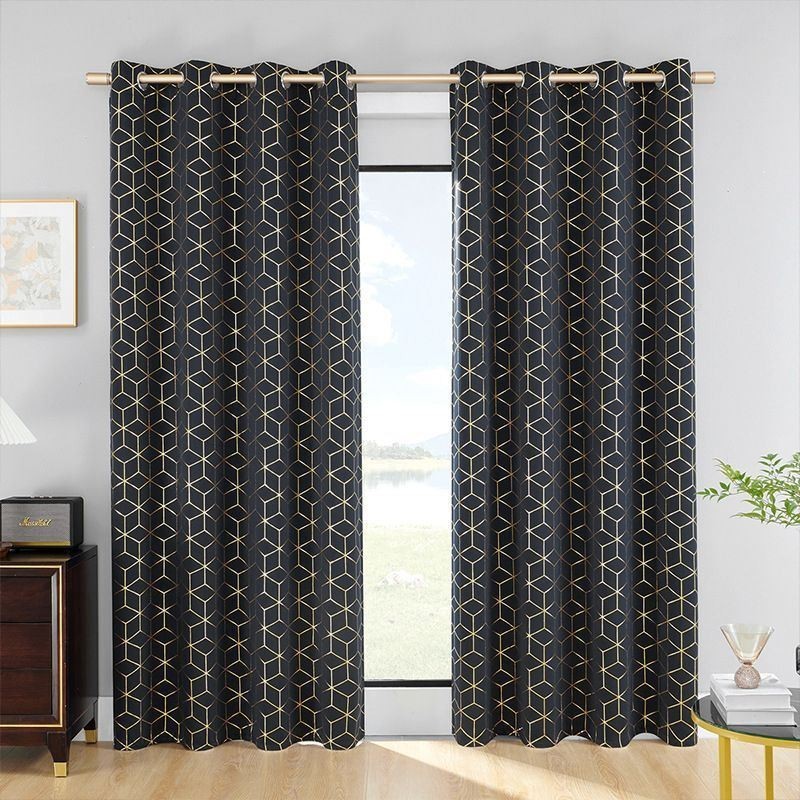 Blackout Curtain Made to Measure Curtain Geometric Bronzing Nordic Style For Living Room Bedroom