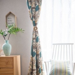 Nordic Blackout Curtains Cotton Plant Printed For Living Room Bedroom