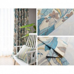 Nordic Blackout Curtains Cotton Plant Printed For Living Room Bedroom