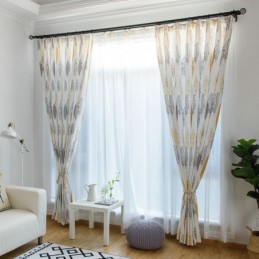 Environmental Protection Blackout Curtain Made to Measure Curtain American Style Leaf Printing Room Darkening Bedroom